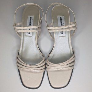 New York Transit Cream Beige Strappy 2.5 inch Heels Sandals Womens Size 10M